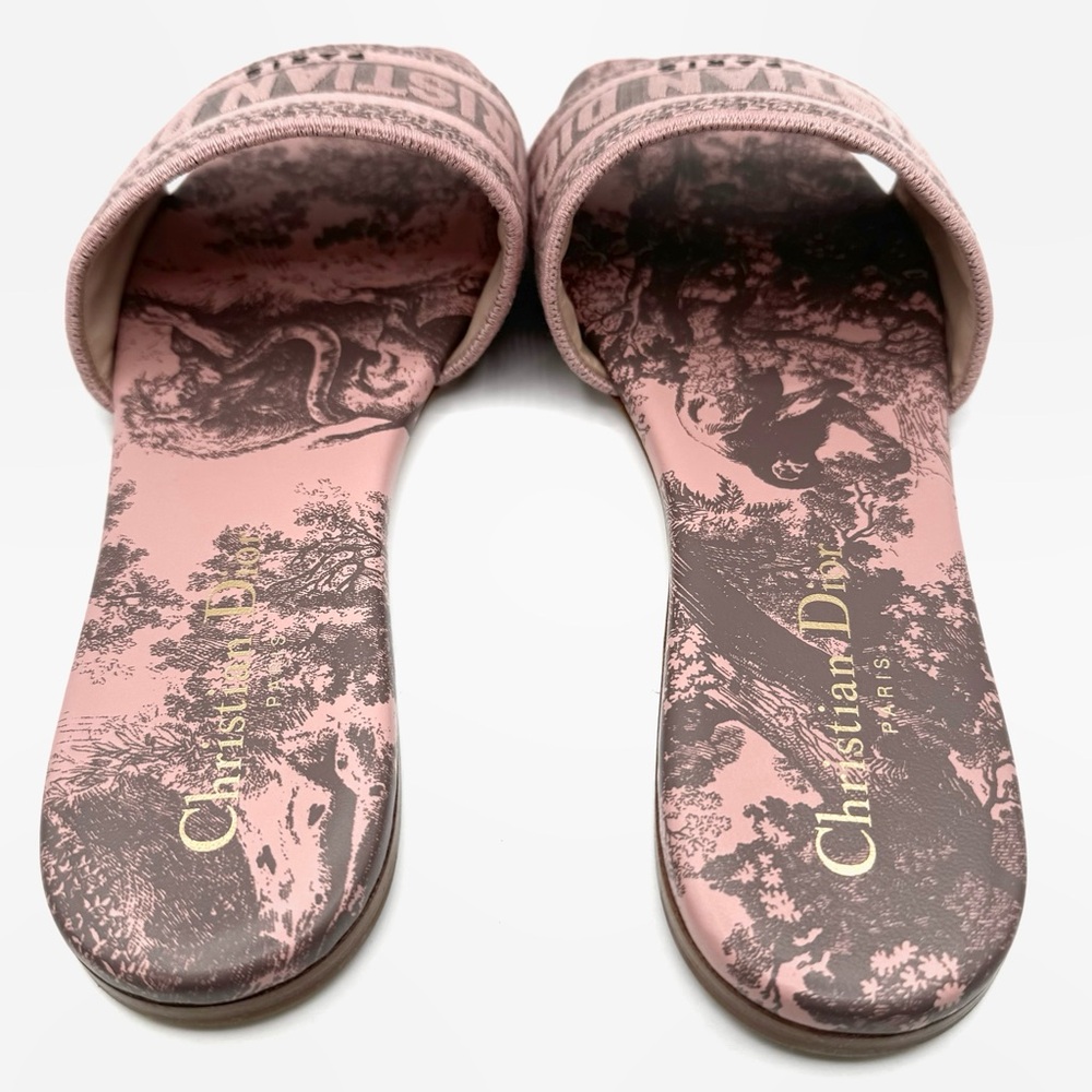 NEW Christian Dior Pink Purple Chateau Rose Dway Logo Flats Sandal Shoes - Picture 6 of 12